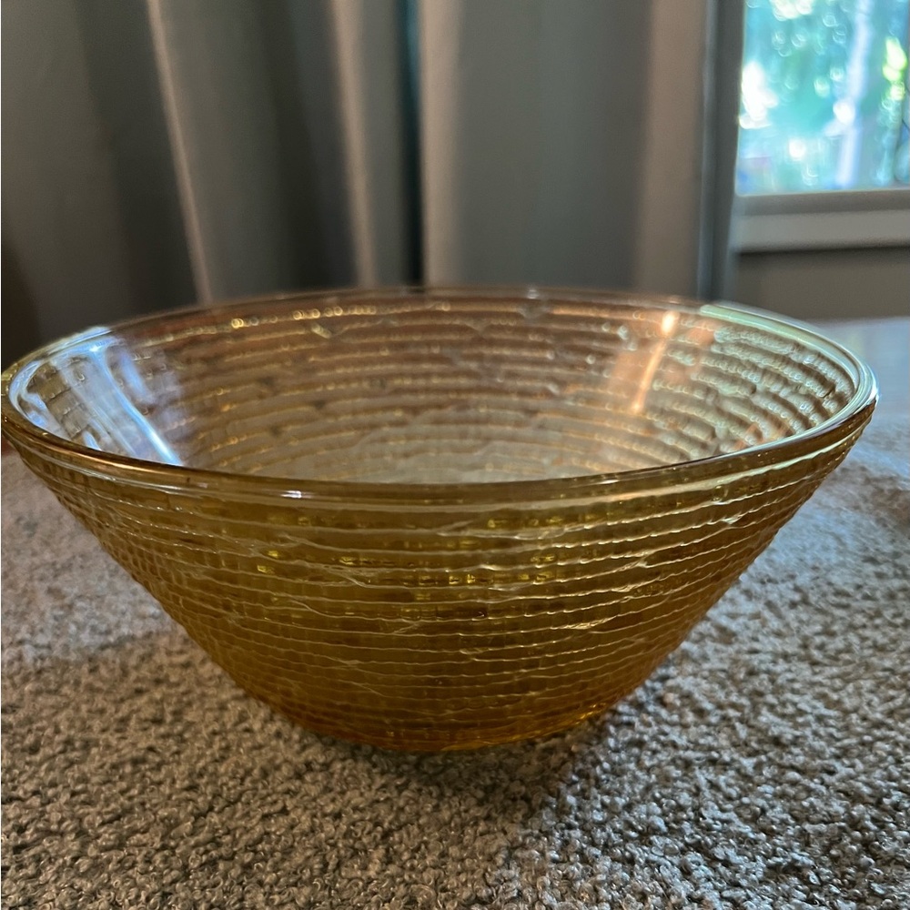 1970’s Vintage Anchor Hocking Amber Glass Bowl 8” Soreno